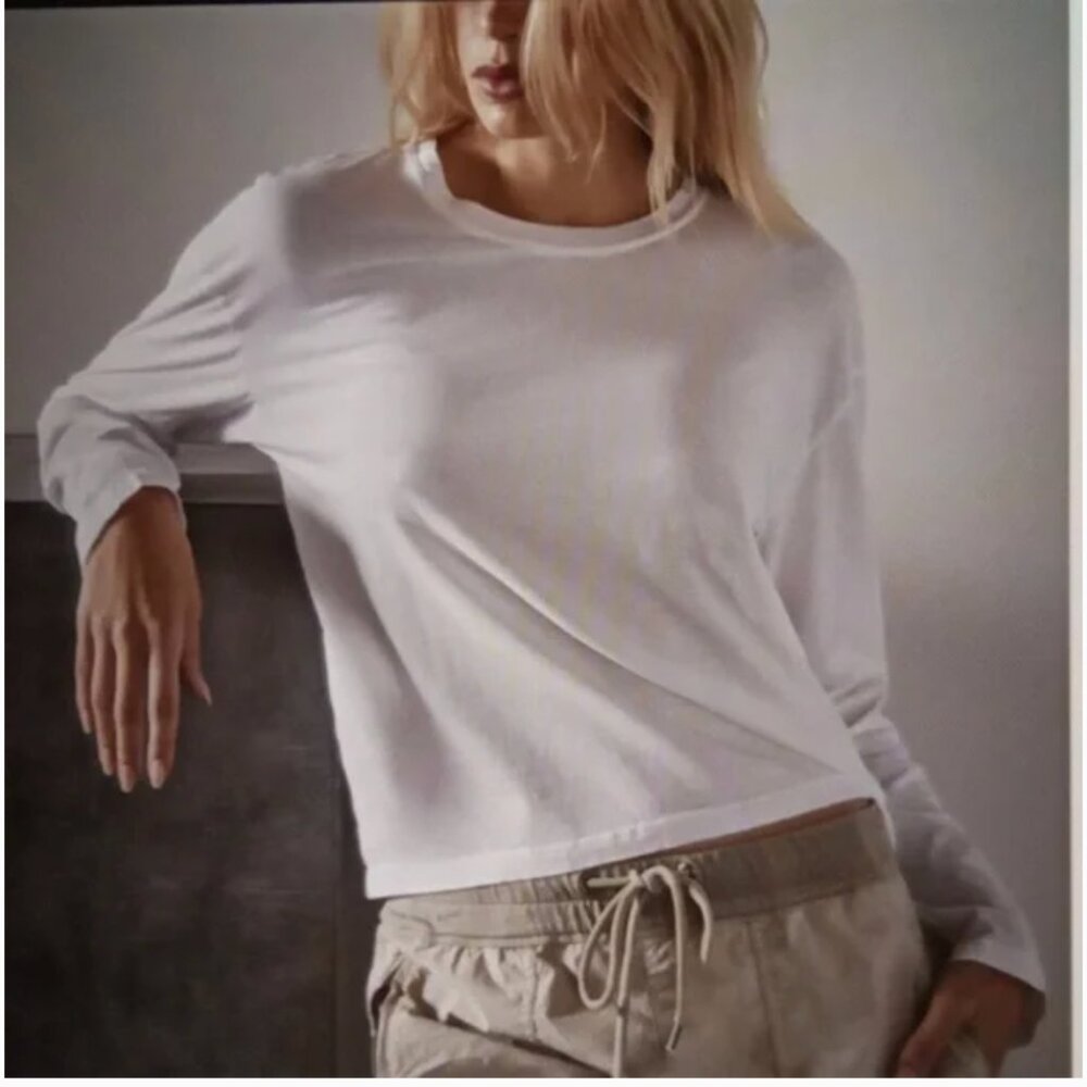James Perse Vintage Boxy Tee White Long Sleeve Cotton Womens 3/L - Picture 10 of 10